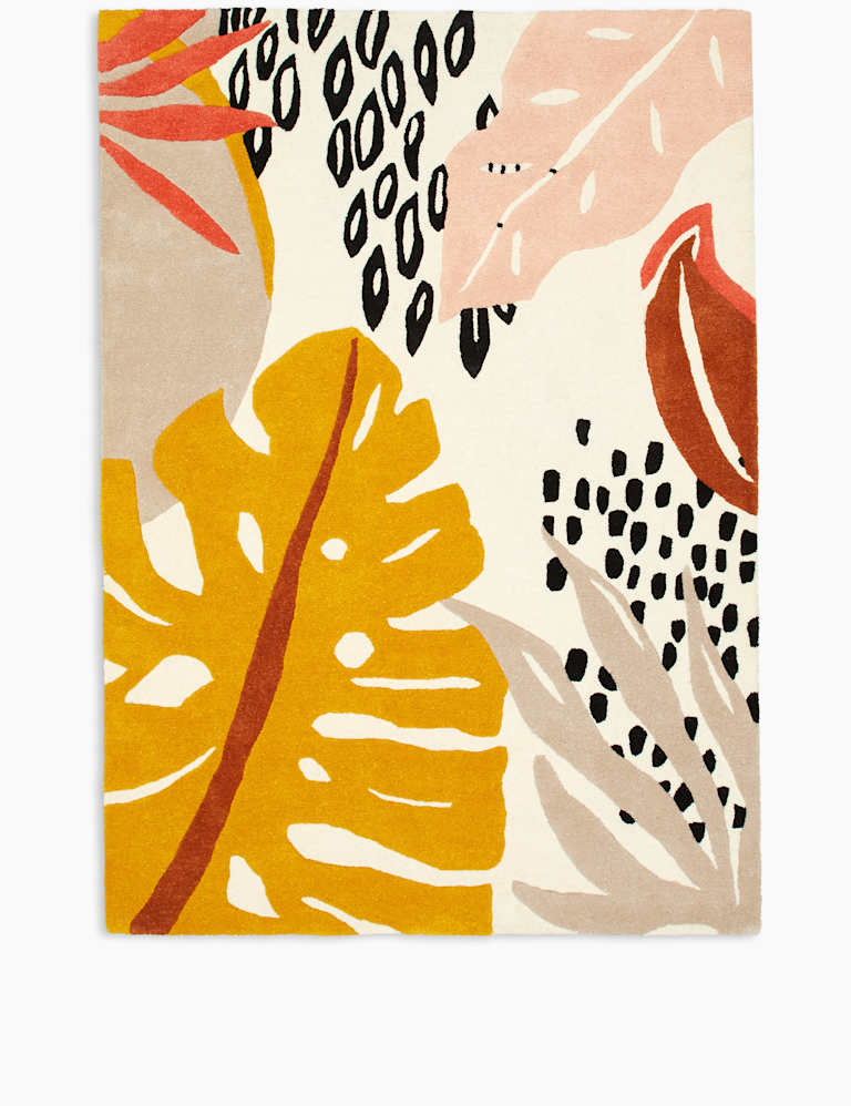 Pure Wool Abstract Leaf Rug M&S