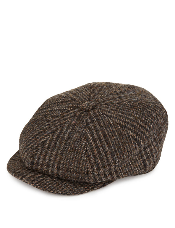 Pure Wool Baker Boy Checked Flat Cap with Thinsulate™ & Stormwear™ Image 1 of 1