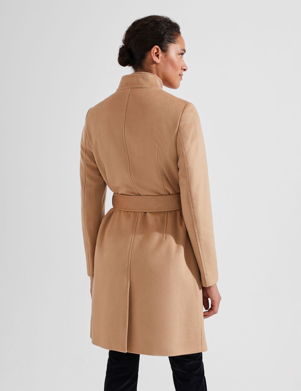 Pure Wool Belted High Neck Tailored Coat 4 of 6