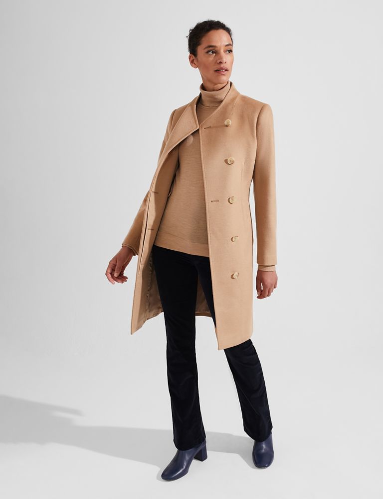 Pure Wool Belted High Neck Tailored Coat 5 of 6