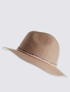Pure Wool Braid Fedora Hat Image 2 of 3