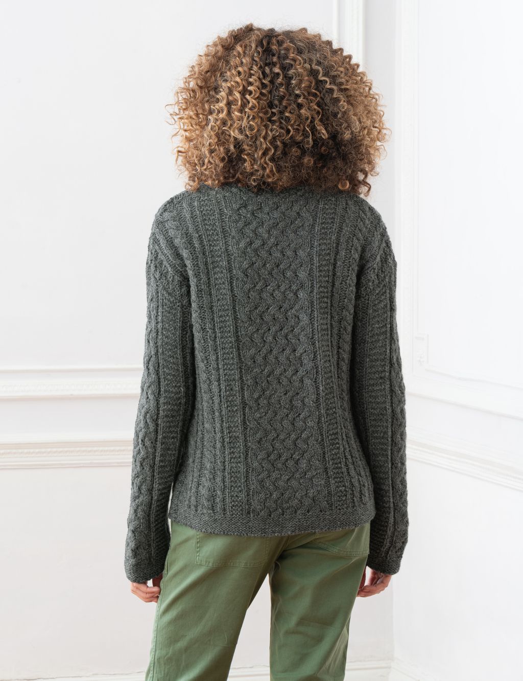 Pure Wool Cable Knit Crew Neck Cardigan | Celtic & Co. | M&S