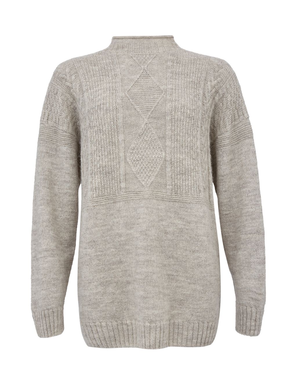Pure Wool Cable Knit Funnel Neck Jumper 2 of 8
