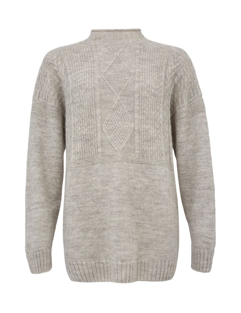 Pure Wool Cable Knit Funnel Neck Jumper 3 of 8