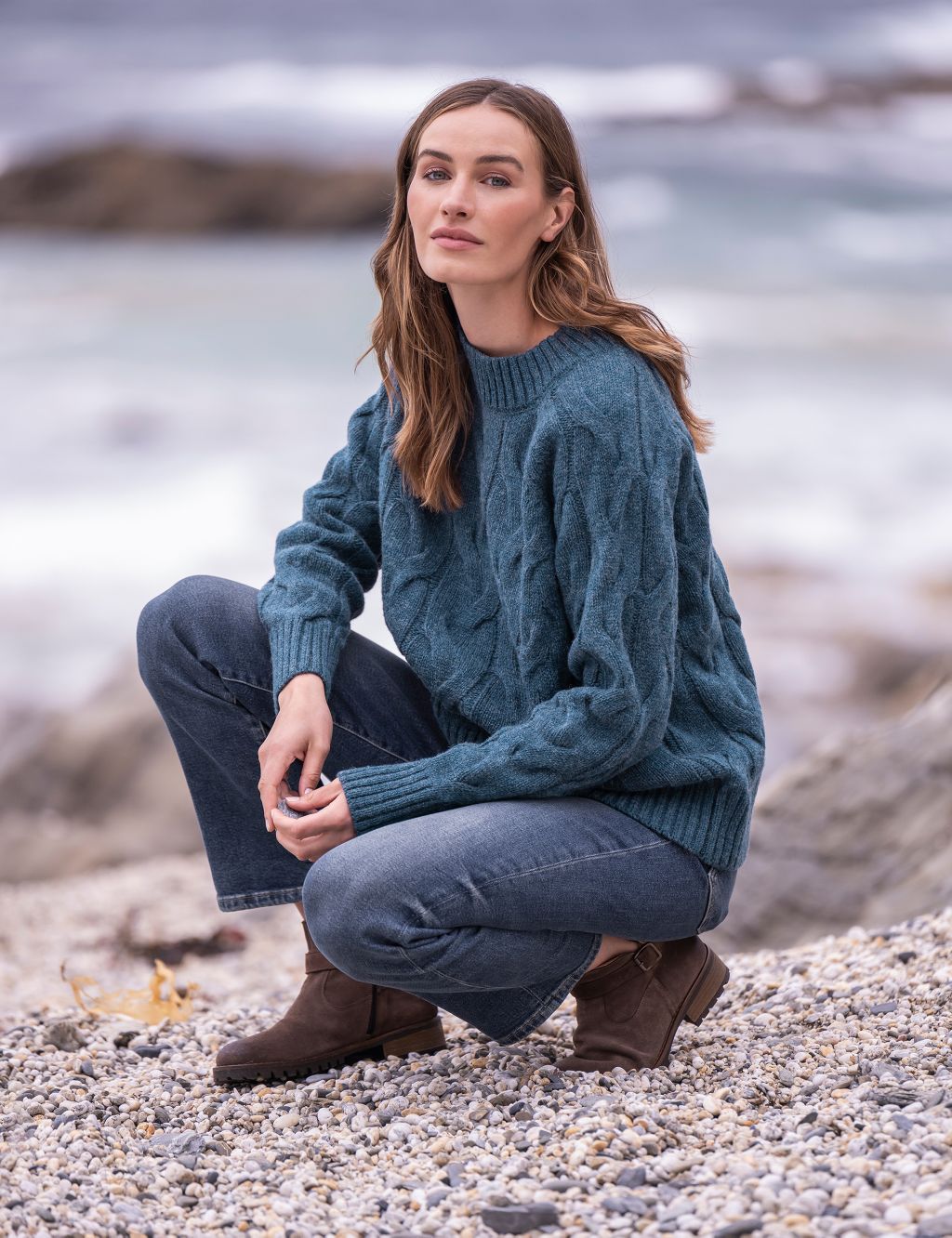 Pure Wool Cable Knit Relaxed Jumper 4 of 9