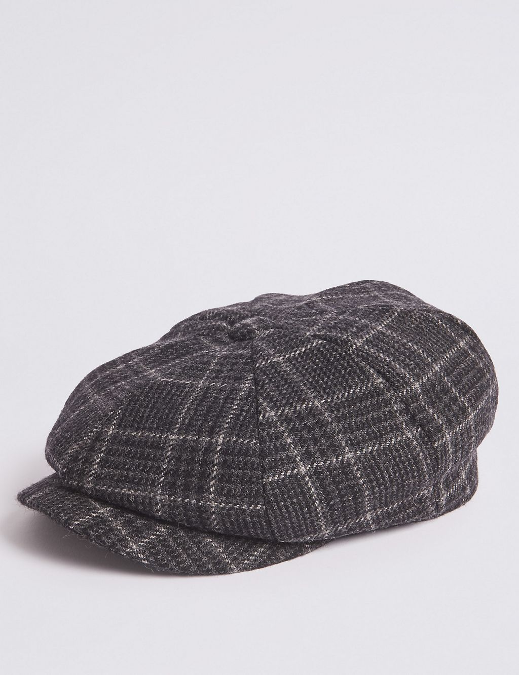 Pure Wool Checked Baker Boy Hat 3 of 4