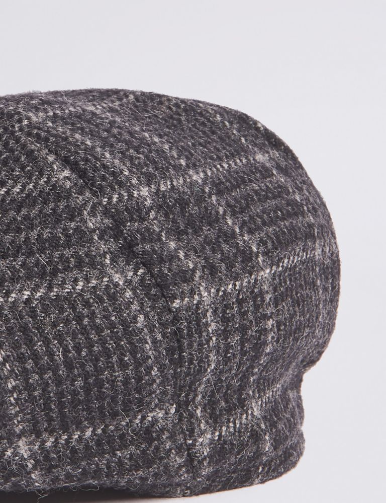 Pure Wool Checked Baker Boy Hat 3 of 4