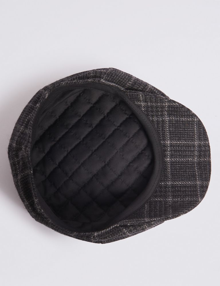 Pure Wool Checked Baker Boy Hat 4 of 4