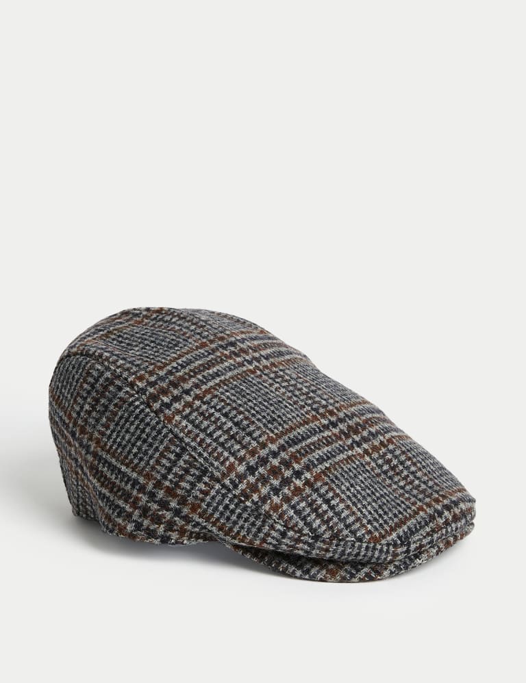 Pure Wool Checked Flat Cap with Stormwear M S SARTORIAL M S