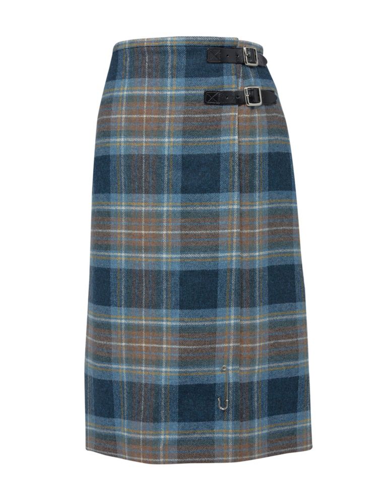 Pure Wool Checked Midi A-Line Skirt 3 of 7