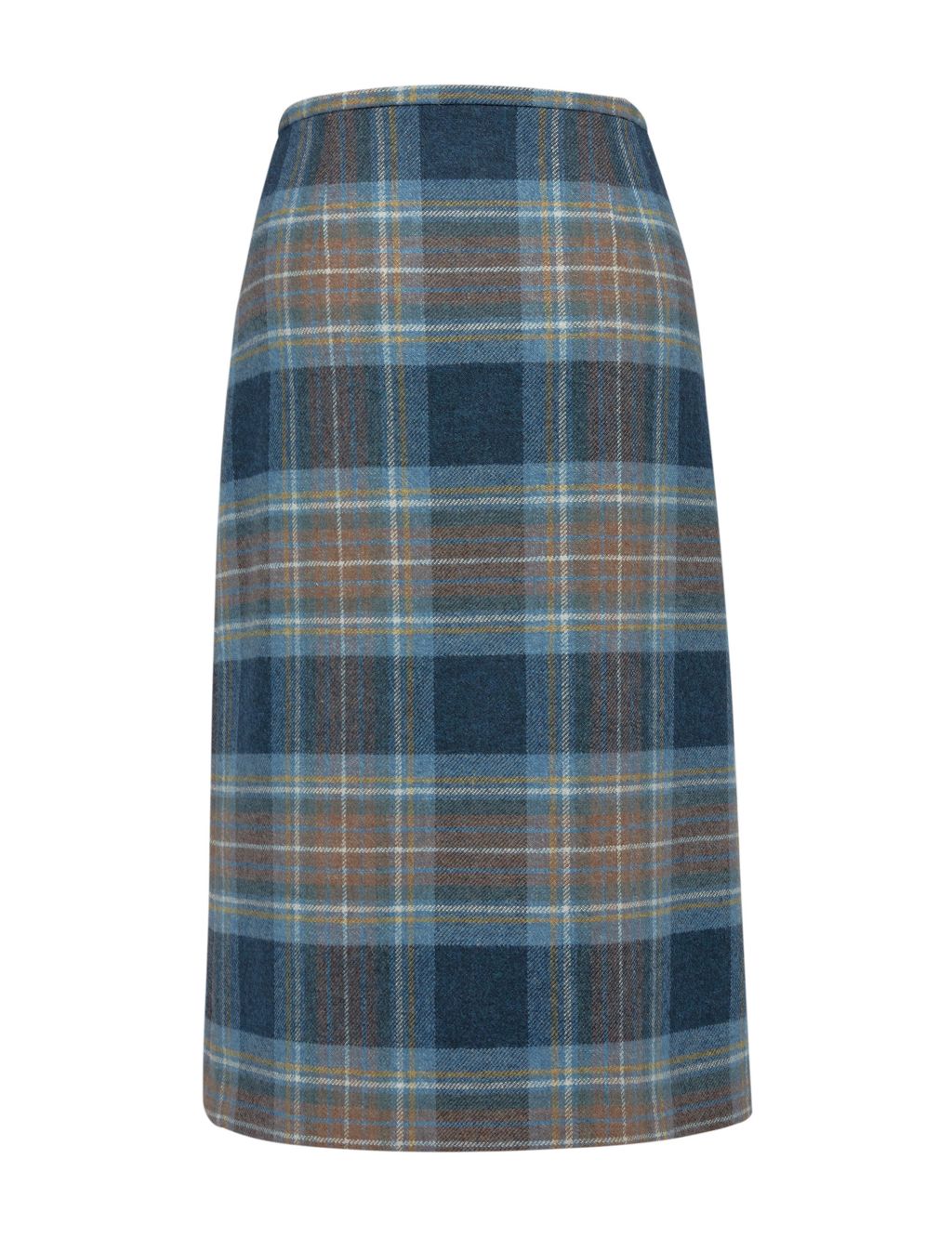 Pure Wool Checked Midi A-Line Skirt 6 of 7