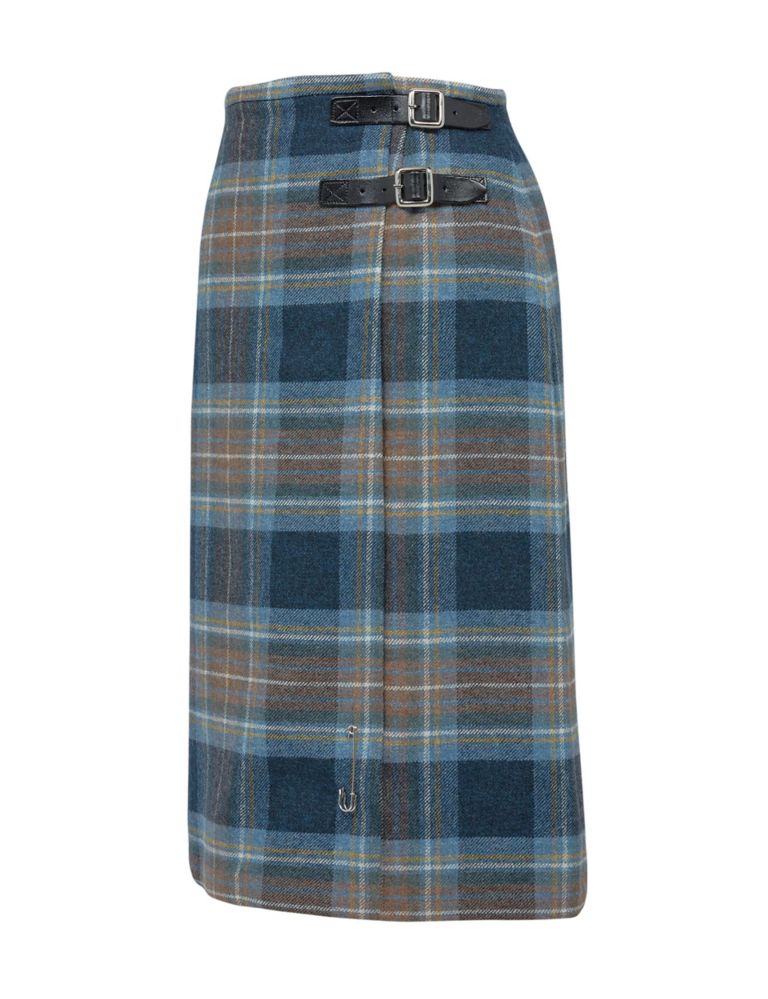 Pure Wool Checked Midi A-Line Skirt 2 of 7