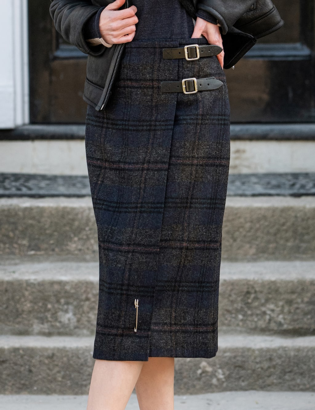 Scottish plaid pencil skirt outlet