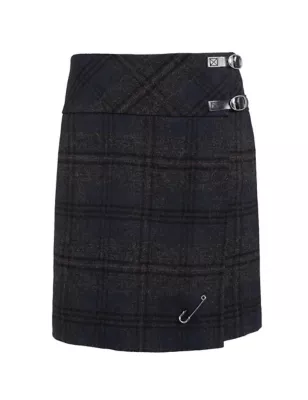 Pure Wool Checked Mini Pencil Skirt | Celtic & Co. | M&S