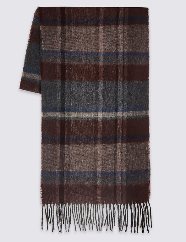 Pure Wool Checked Scarf Image 1 of 1