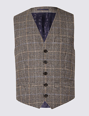 Pure Wool Checked Waistcoat Image 2 of 3
