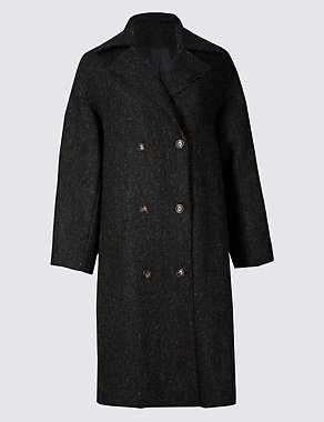 Pure Wool Collared Neck Overcoat Image 2 of 4