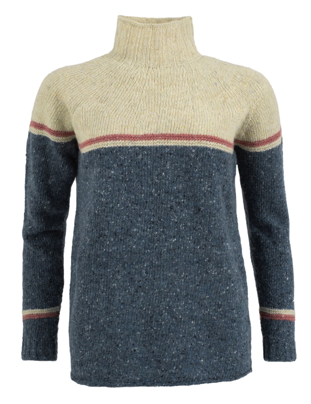 Pure Wool Colour Block Funnel Neck Jumper 4 of 4