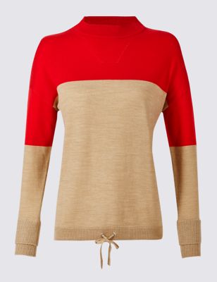 Pure Wool Colour Block Jumper Image 2 of 5