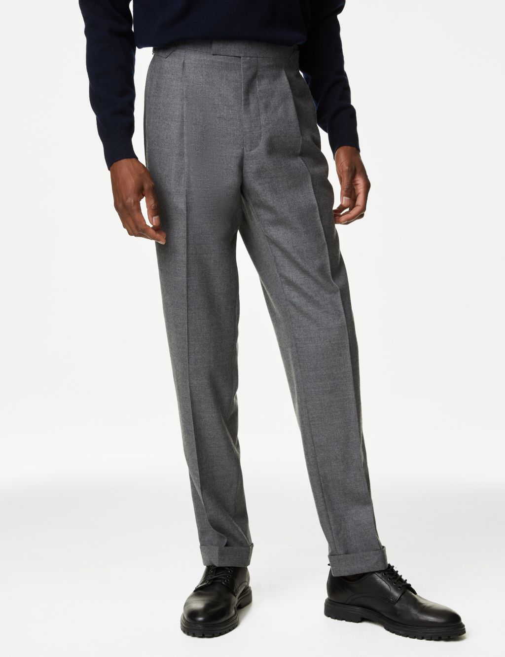 Pure Wool Flannel Trousers | Autograph | M&S