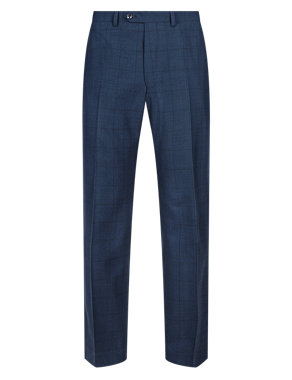 Pure Wool Flat Front Check Trousers Image 2 of 3