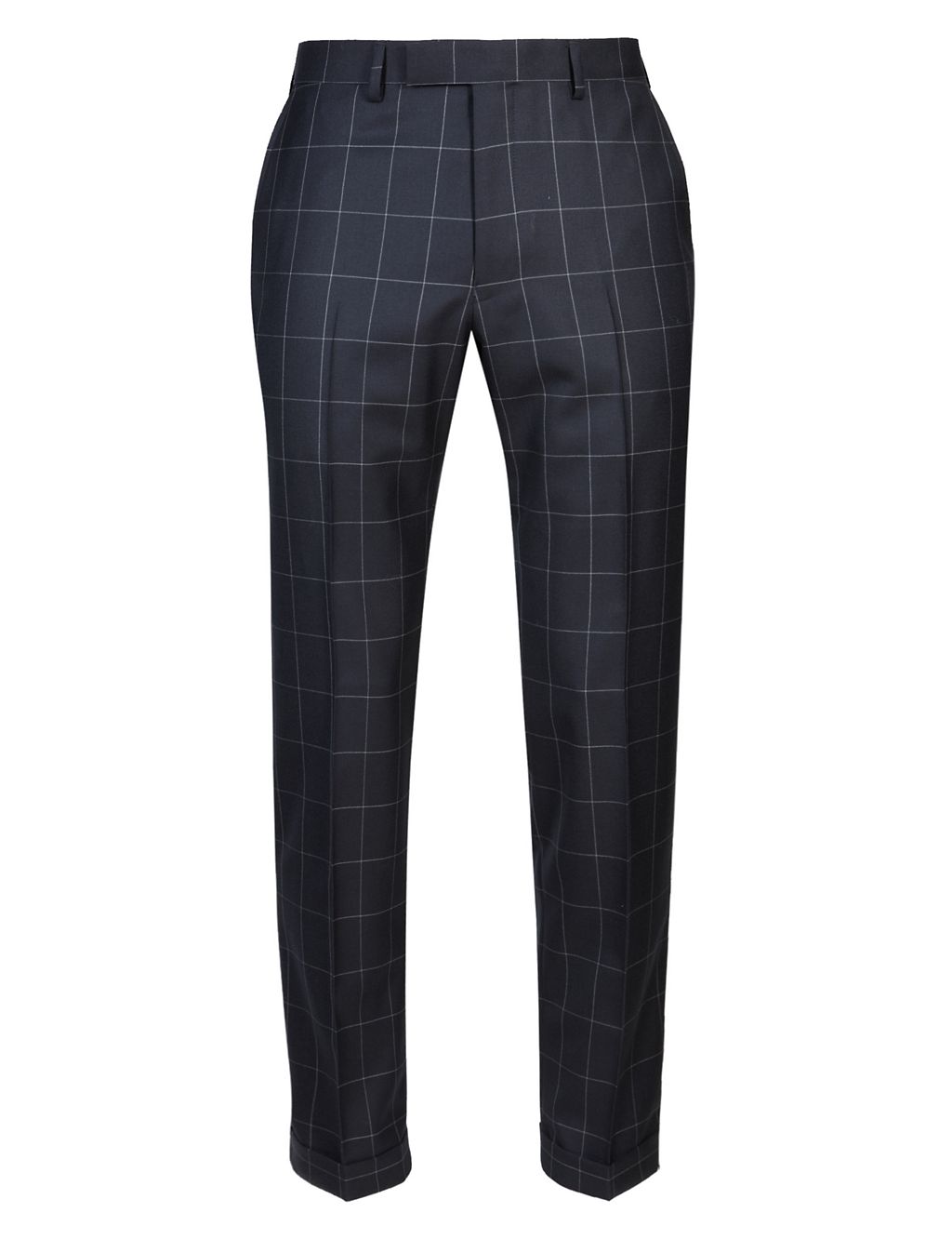 Pure Wool Flat Front Check Trousers 2 of 7