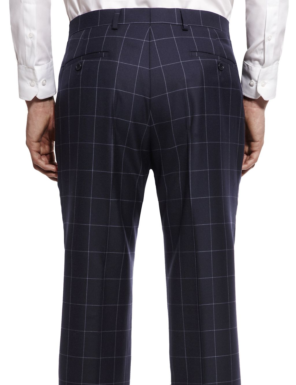 Pure Wool Flat Front Check Trousers 6 of 7