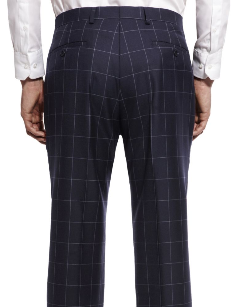 Pure Wool Flat Front Check Trousers 4 of 7