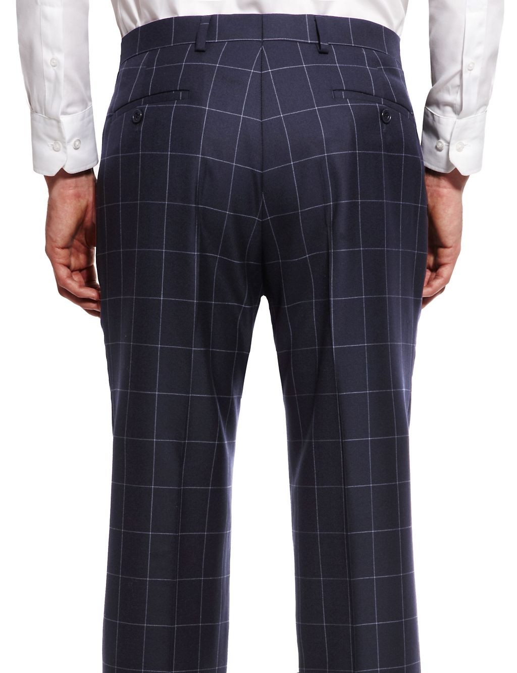 Pure Wool Flat Front Check Trousers 7 of 7