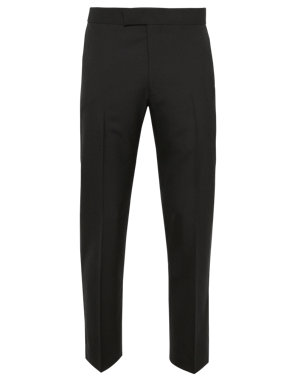 Pure Wool Flat Front Eveningwear Suit Trousers Image 2 of 6