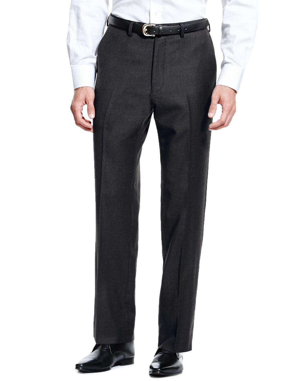 Pure Wool Flat Front Puppytooth Trousers 3 of 3