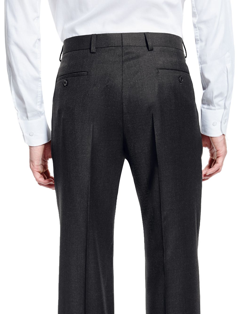 Pure Wool Flat Front Puppytooth Trousers 2 of 3