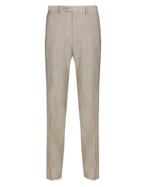 Pure Wool Flat Front Tailored Fit Trousers Image 2 of 3