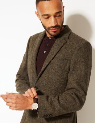 Pure Wool Harris Tweed Tailored Jacket | M&S Collection Luxury | M&S