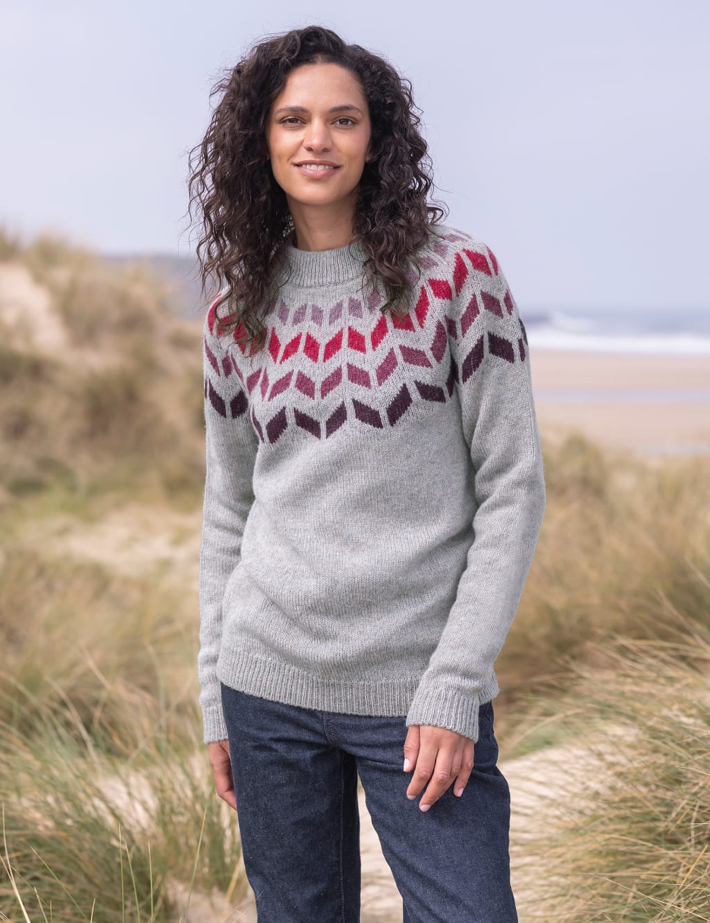 Jacquard crew neck sweater on sale