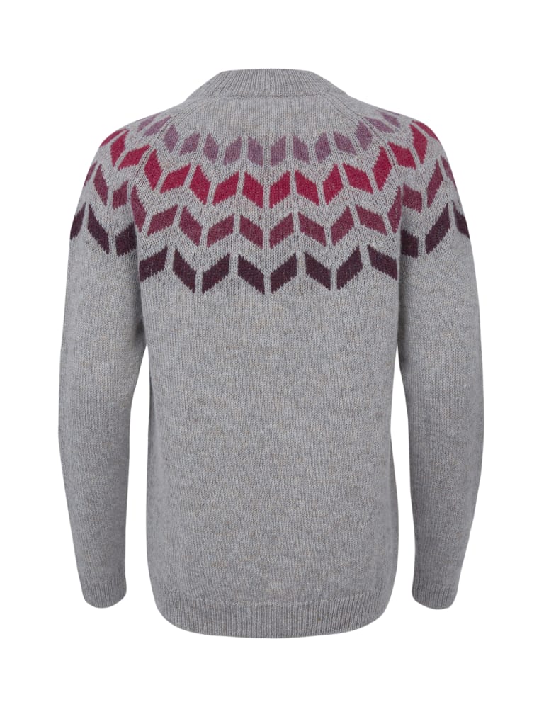 5397 Fawn Crew Neck Patterned Jumper