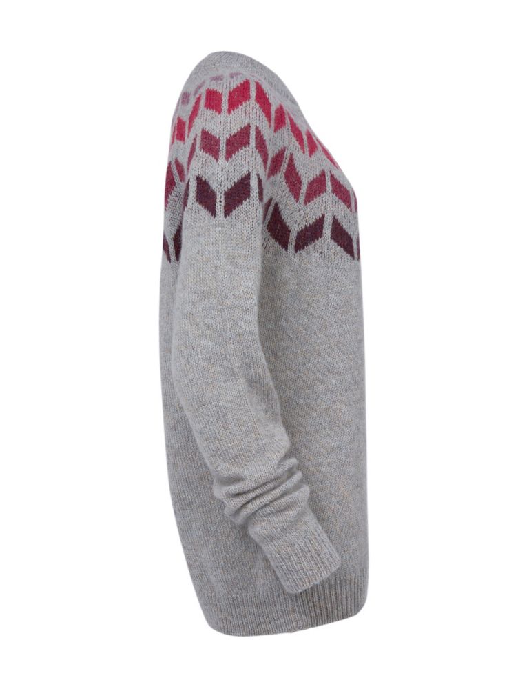 Pure Wool Jacquard Crew Neck Jumper 4 of 7