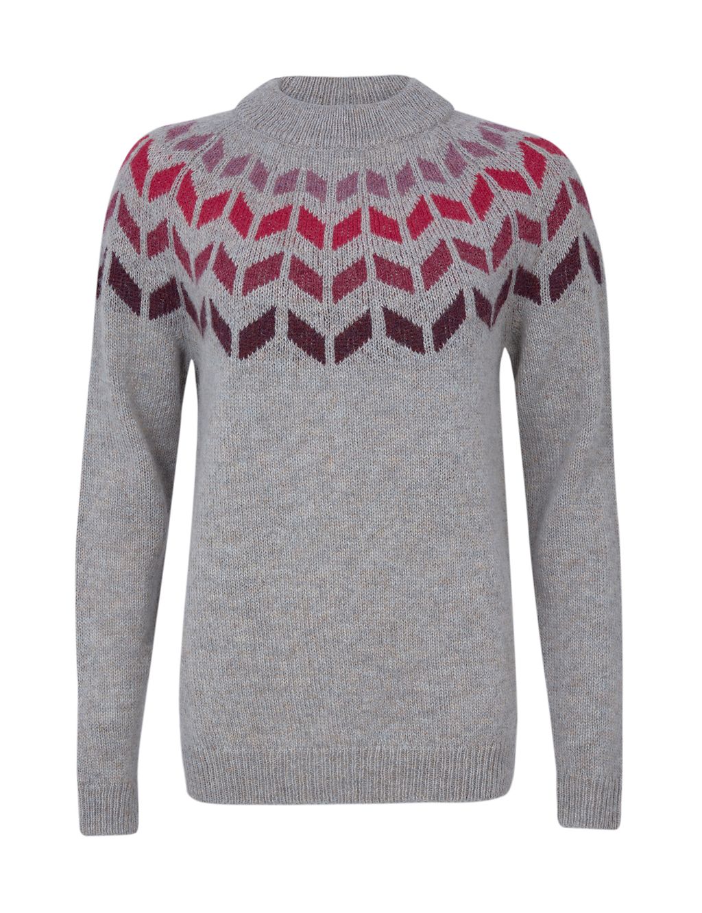 Pure Wool Jacquard Crew Neck Jumper 1 of 7