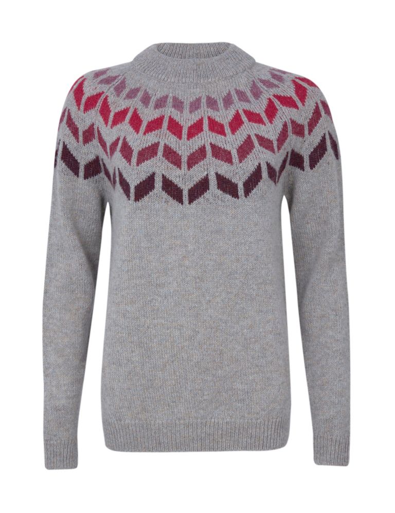 Pure Wool Jacquard Crew Neck Jumper 2 of 7