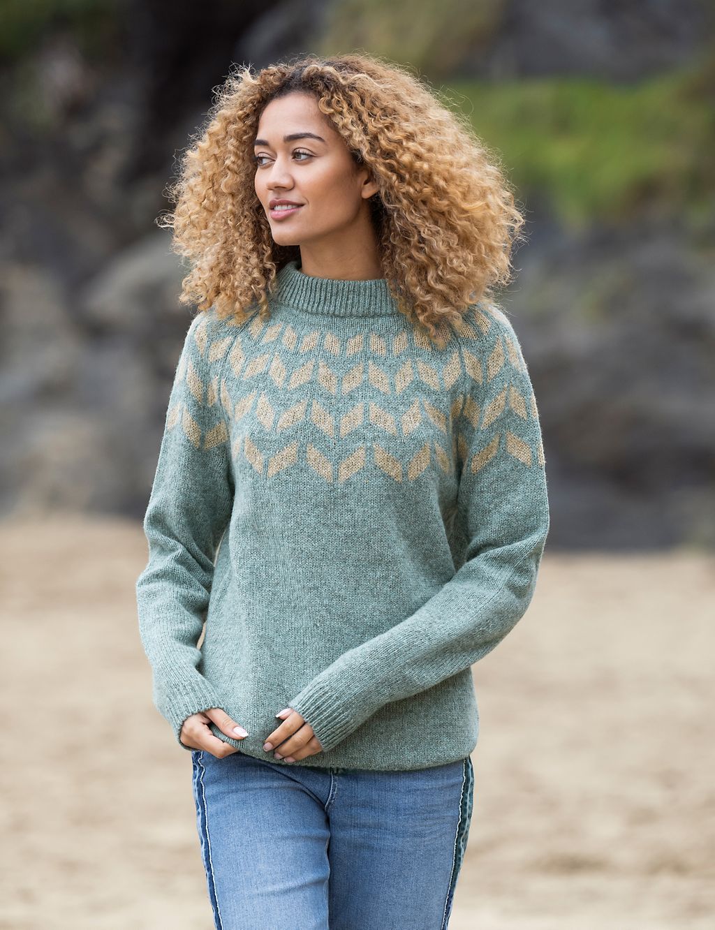 Pure Wool Jacquard Crew Neck Jumper 3 of 6