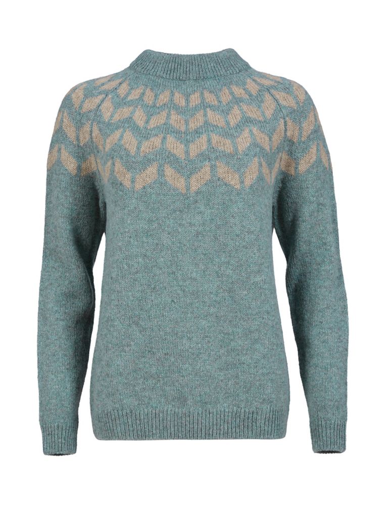 Pure Wool Jacquard Crew Neck Jumper 2 of 6