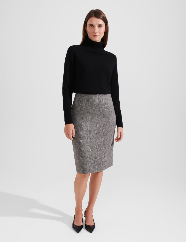 Gray wool top skirt knee length
