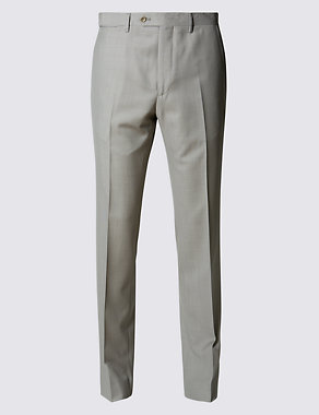 Pure Wool Luxury Flat Front Trousers Image 2 of 3