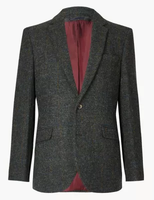 Pure Wool Harris Tweed Tailored Jacket, M&S Collection Luxury