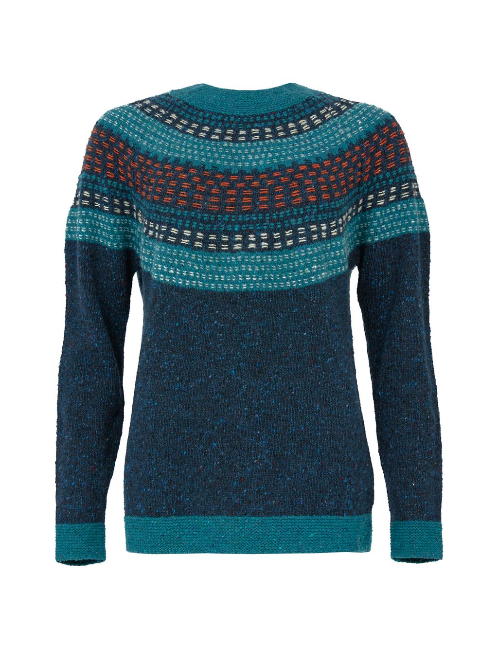 Pure Wool Patterned Crew Neck Jumper 2 of 7