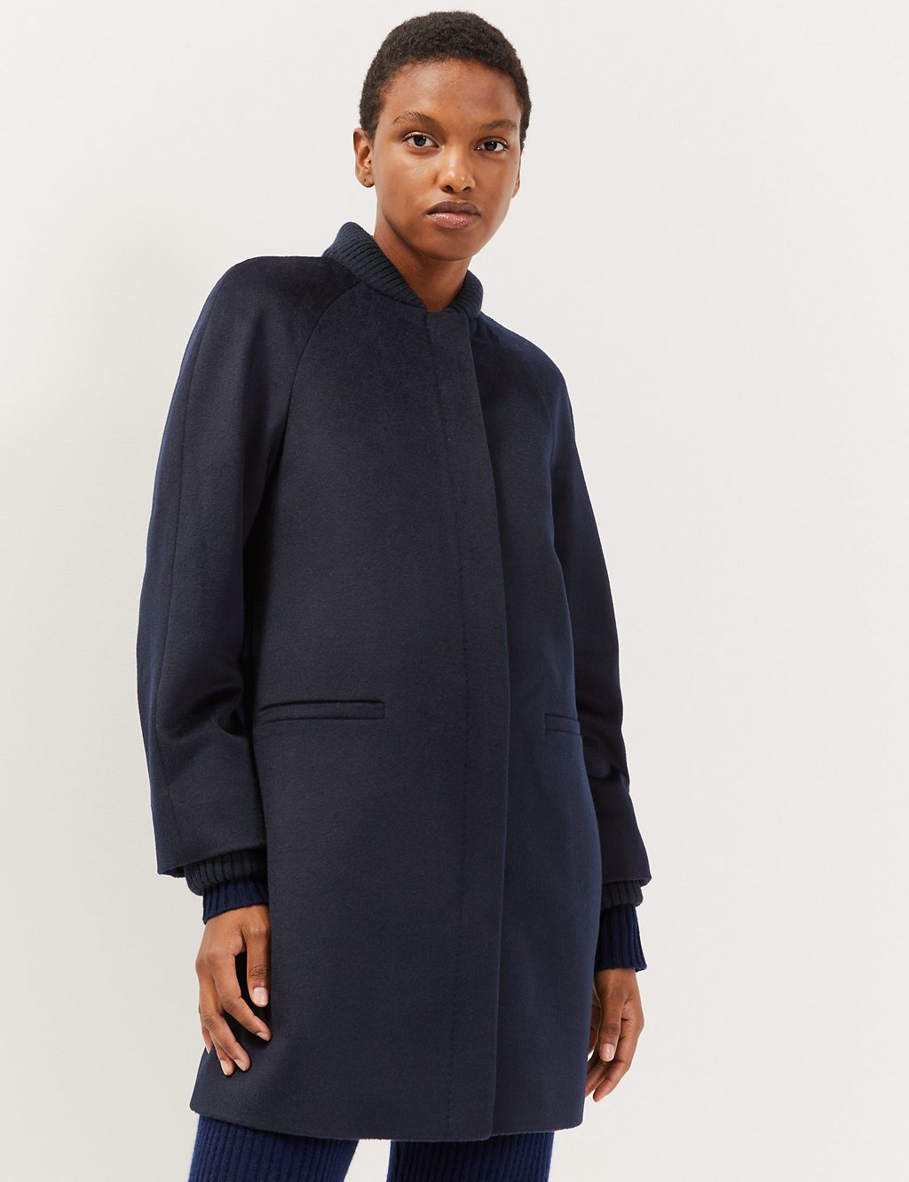 Pure Wool Ribbed Neck Coat 3 of 6