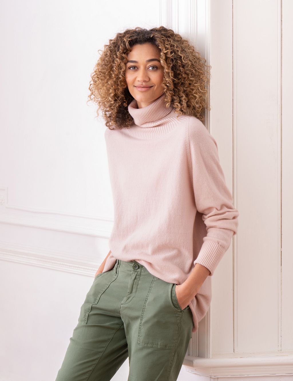 Pure Wool Roll Neck Relaxed Longline Jumper 2 of 6