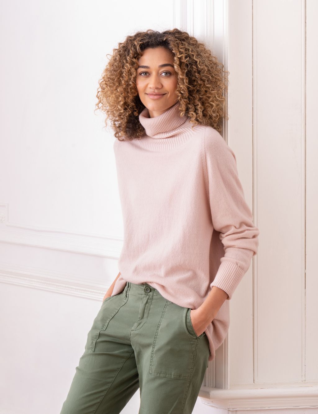 Pure Wool Roll Neck Relaxed Longline Jumper 2 of 6
