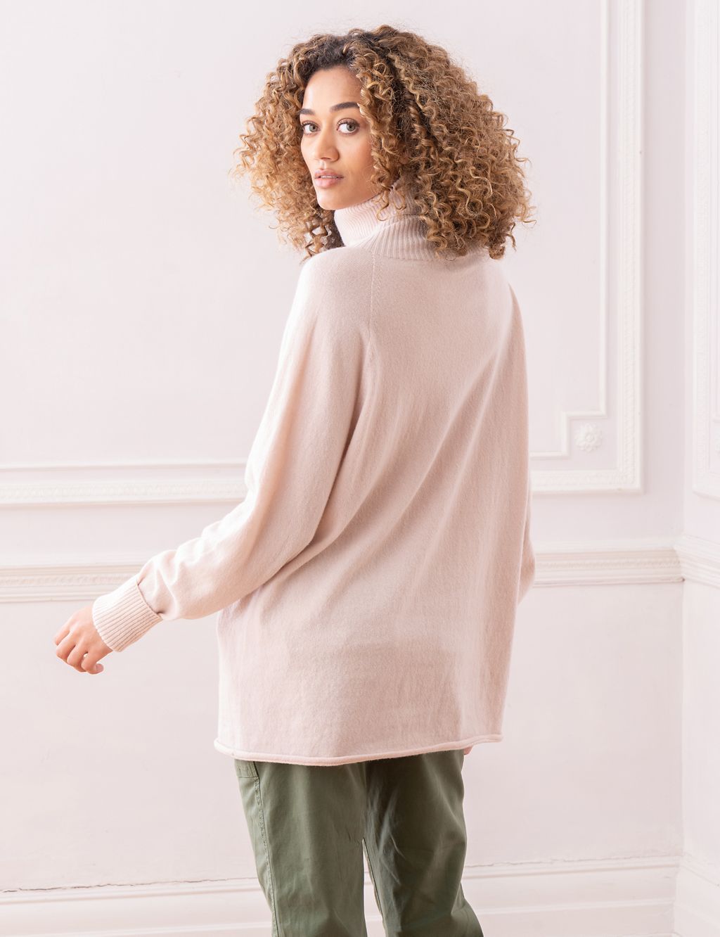 Pure Wool Roll Neck Relaxed Longline Jumper 4 of 6
