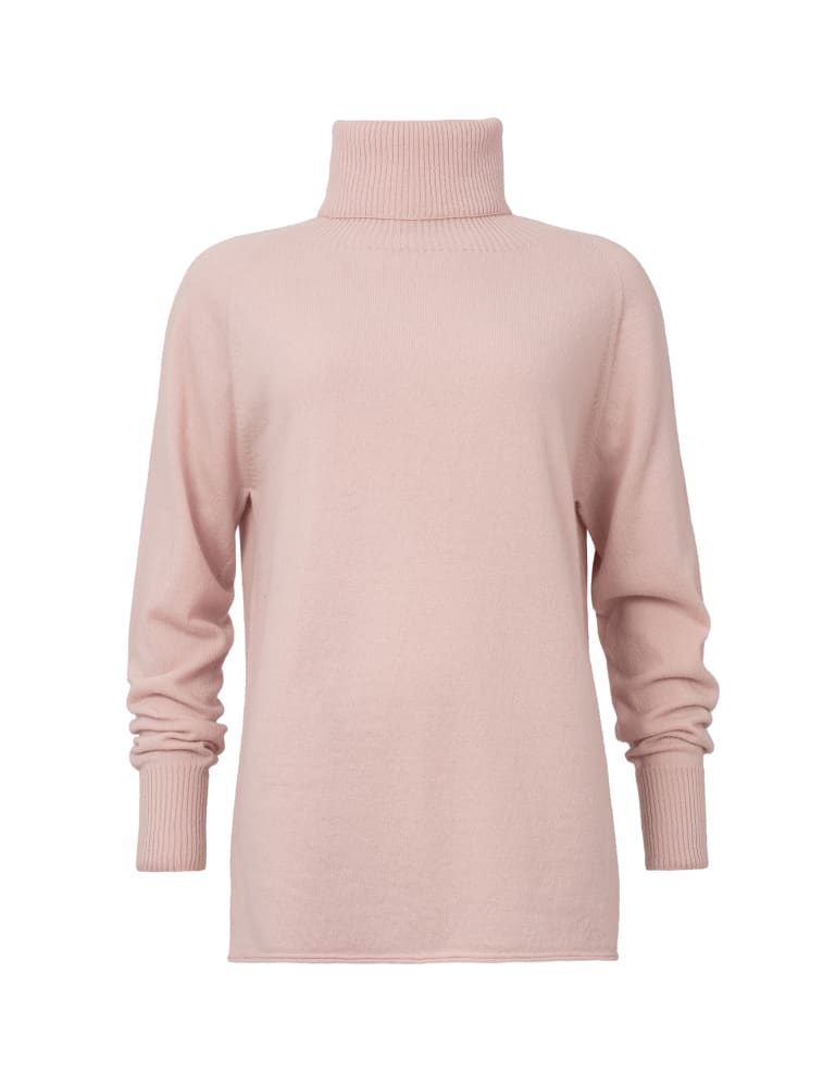 Pure Wool Roll Neck Relaxed Longline Jumper, Celtic & Co.